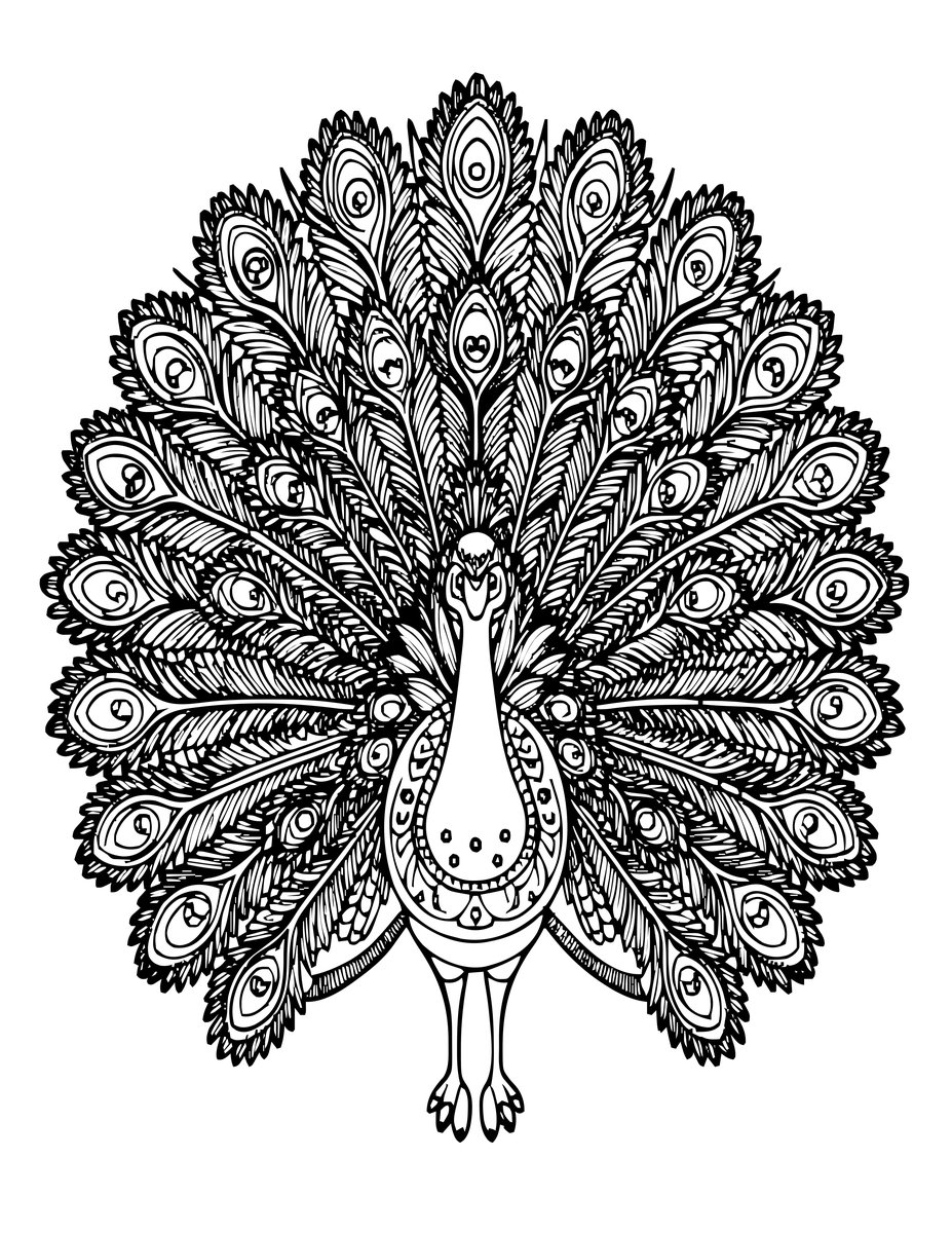 Peacock Henna - free printable coloring page