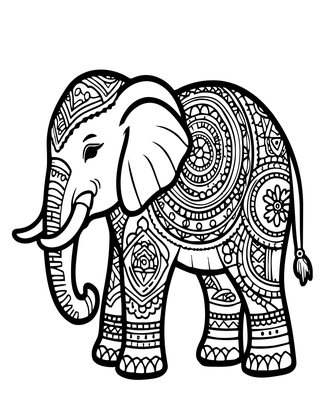 Elephant Henna - Free printable coloring page