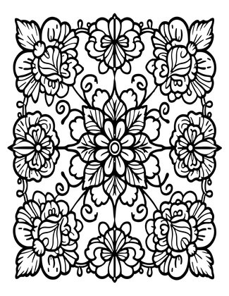 Floral Repeat - Free printable coloring page