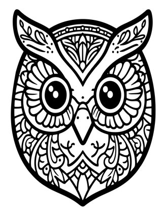 Owl in Henna - Free printable coloring page