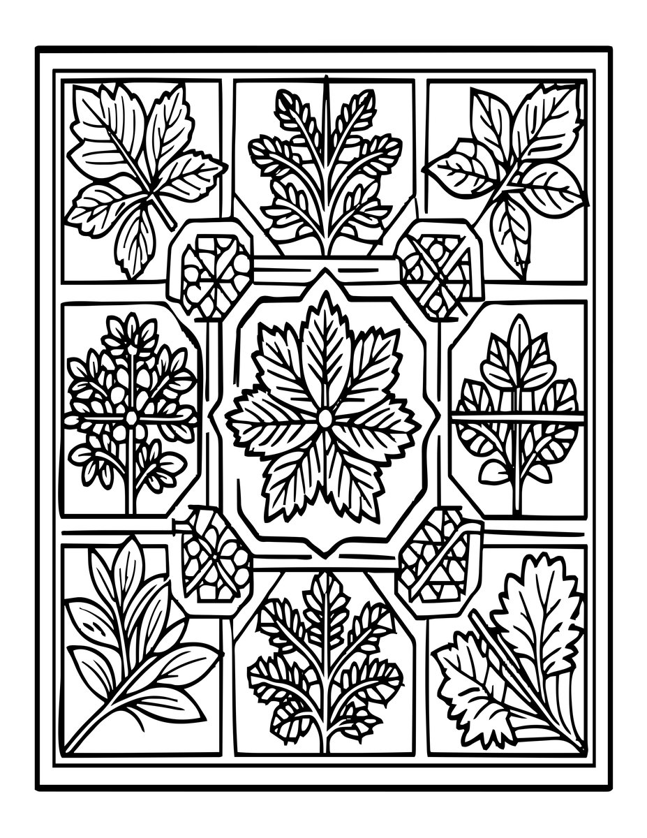 Formal Herb Garden - free printable coloring page