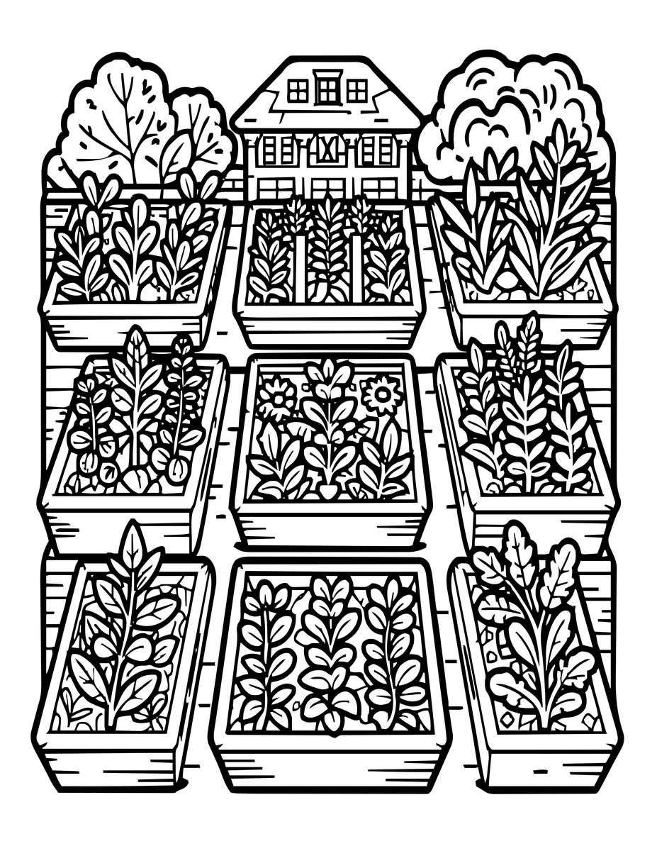 Monastery Herb Garden - free printable coloring page