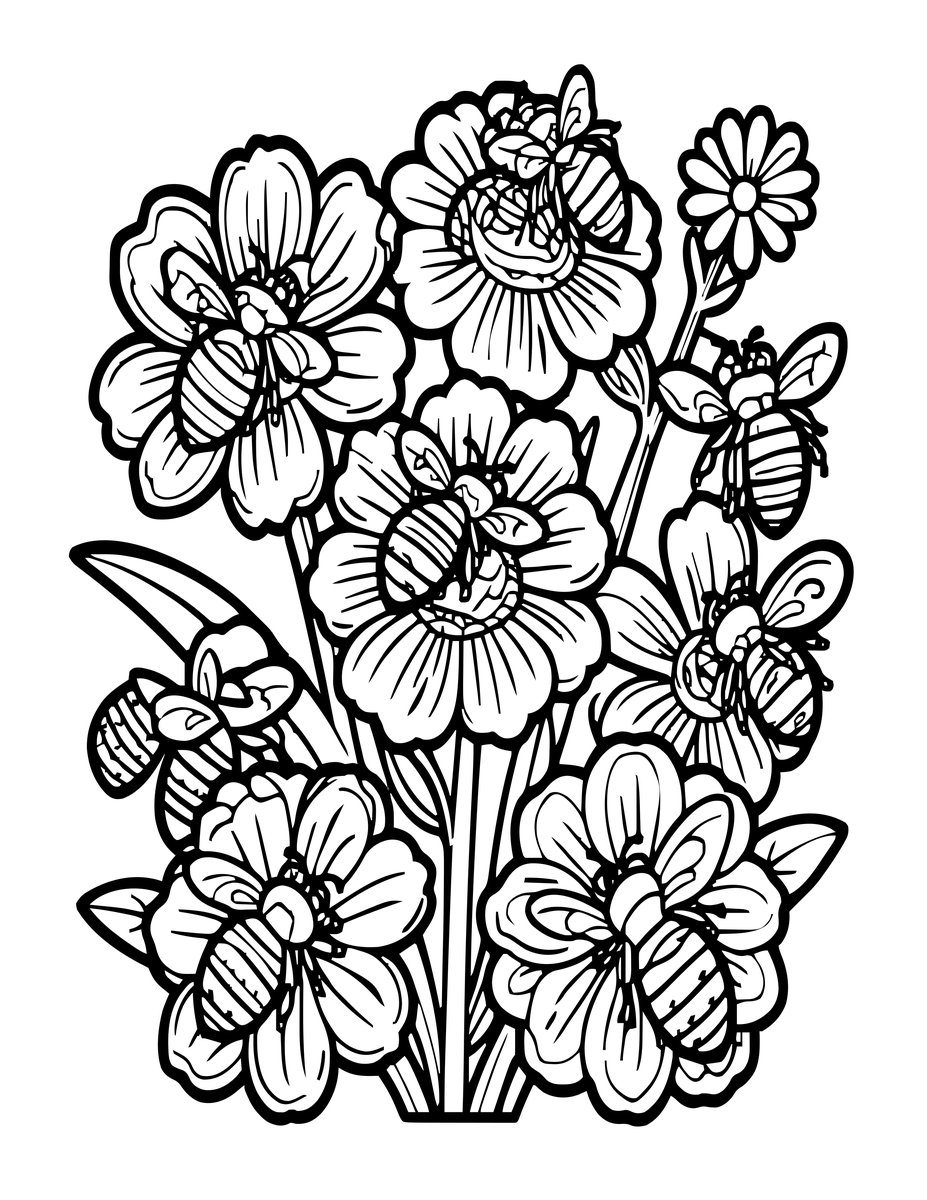 Herb and Bee - free printable coloring page