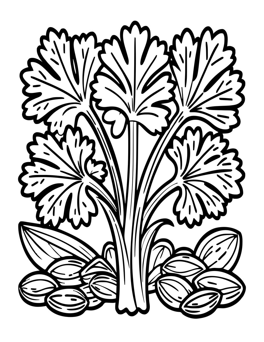 Coriander Lifecycle - free printable coloring page