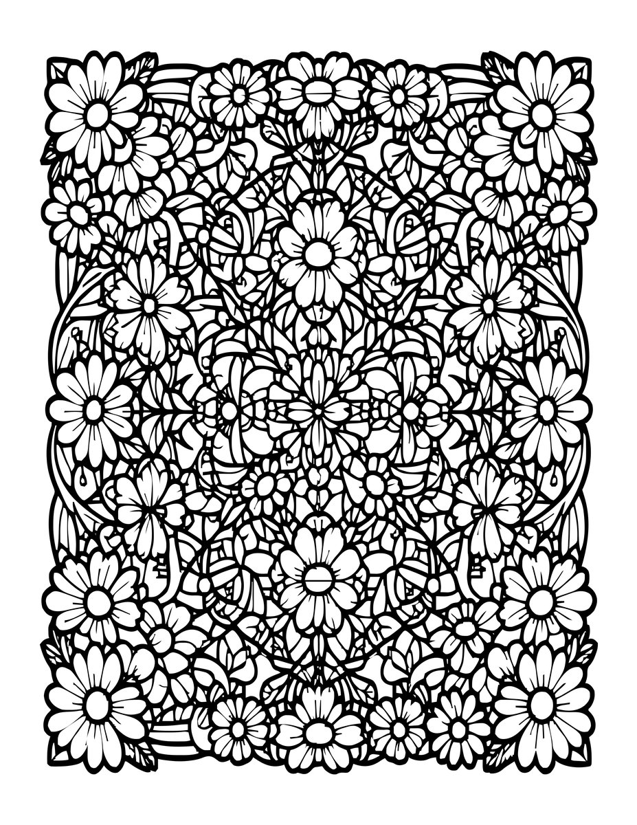 Chamomile Field - free printable coloring page