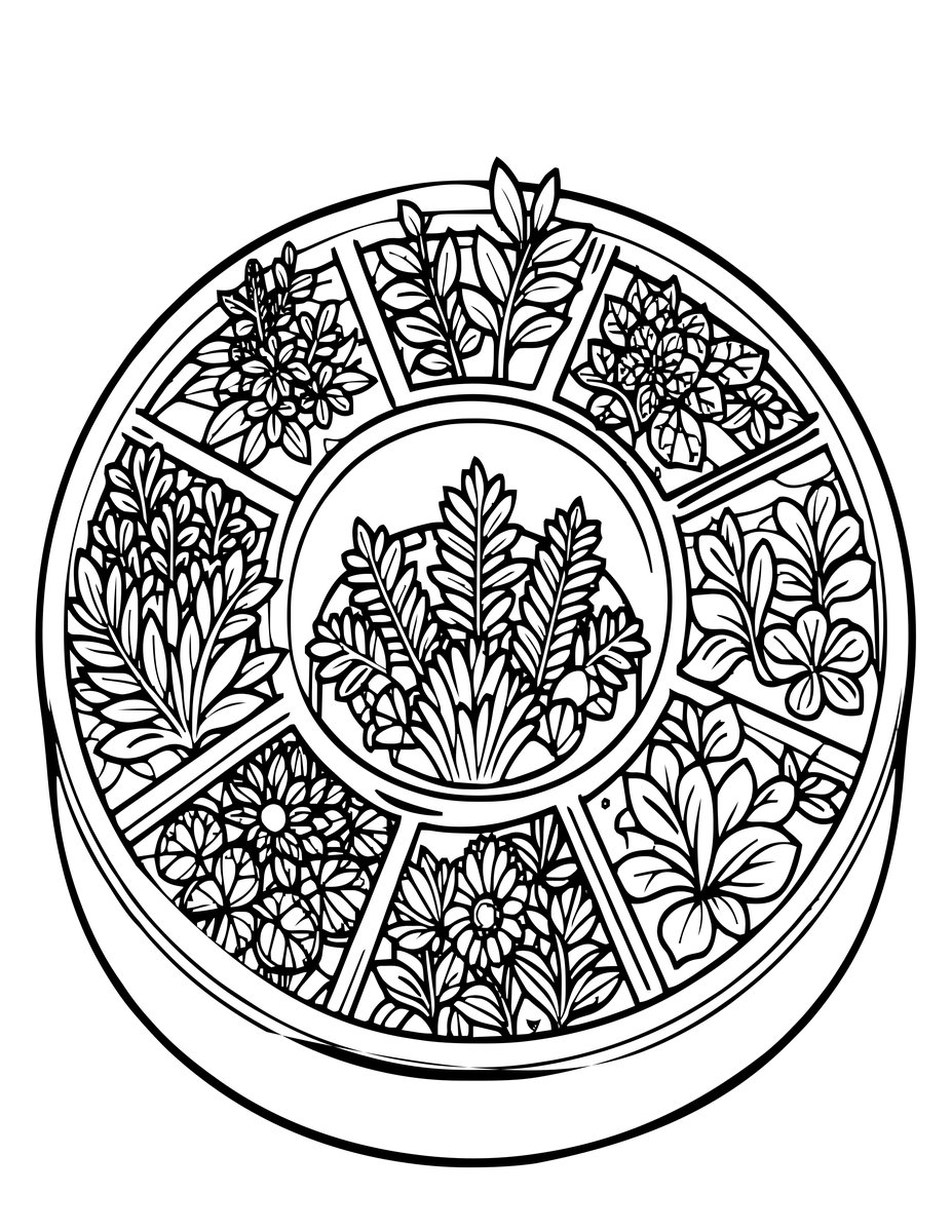 Herb Spiral - free printable coloring page