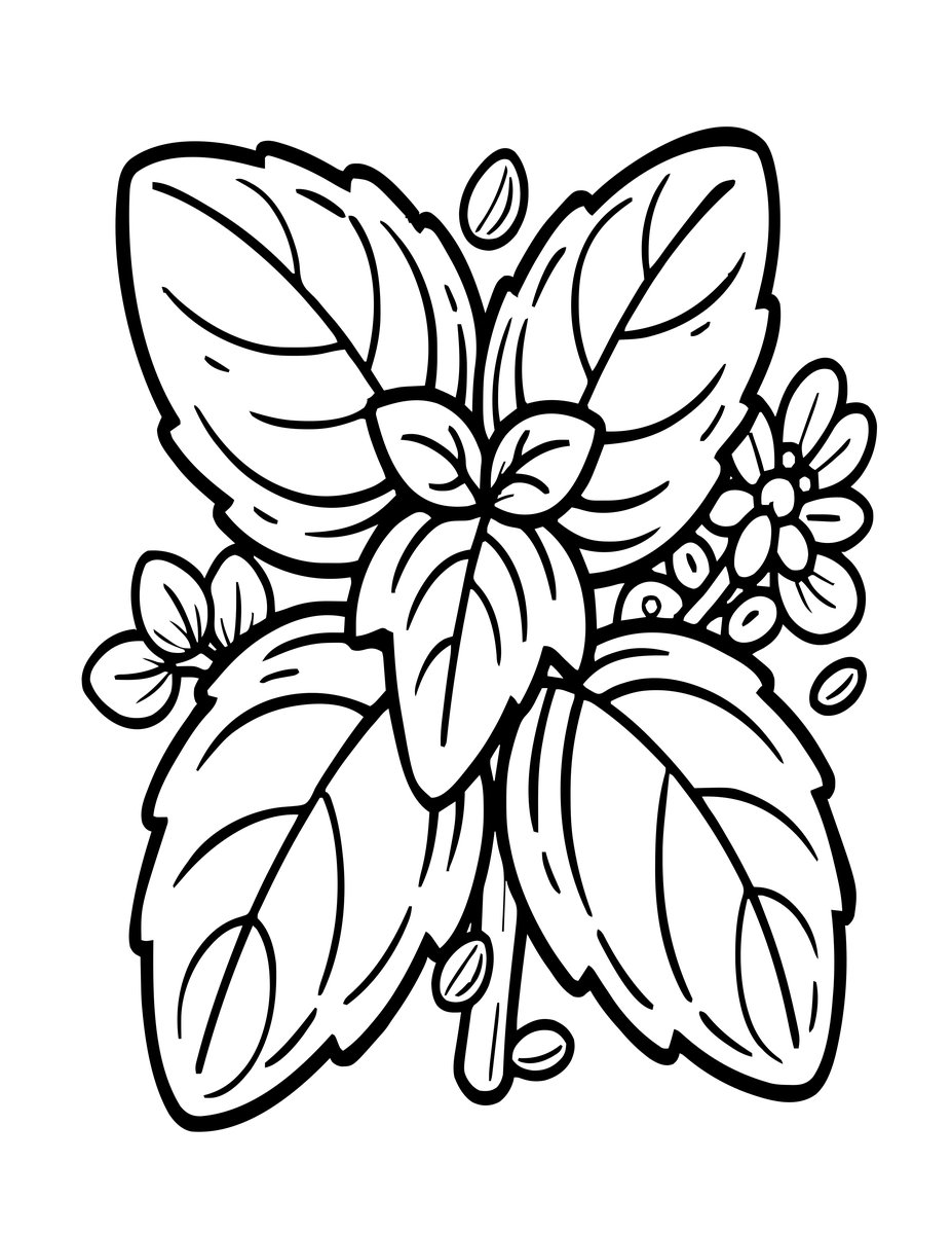 Basil Study - free printable coloring page