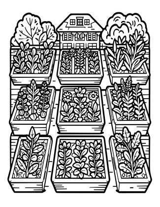 Monastery Herb Garden - Free printable coloring page