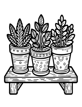 Herb Pot Collection - Free printable coloring page