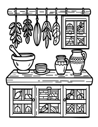Herb Kitchen - Free printable coloring page