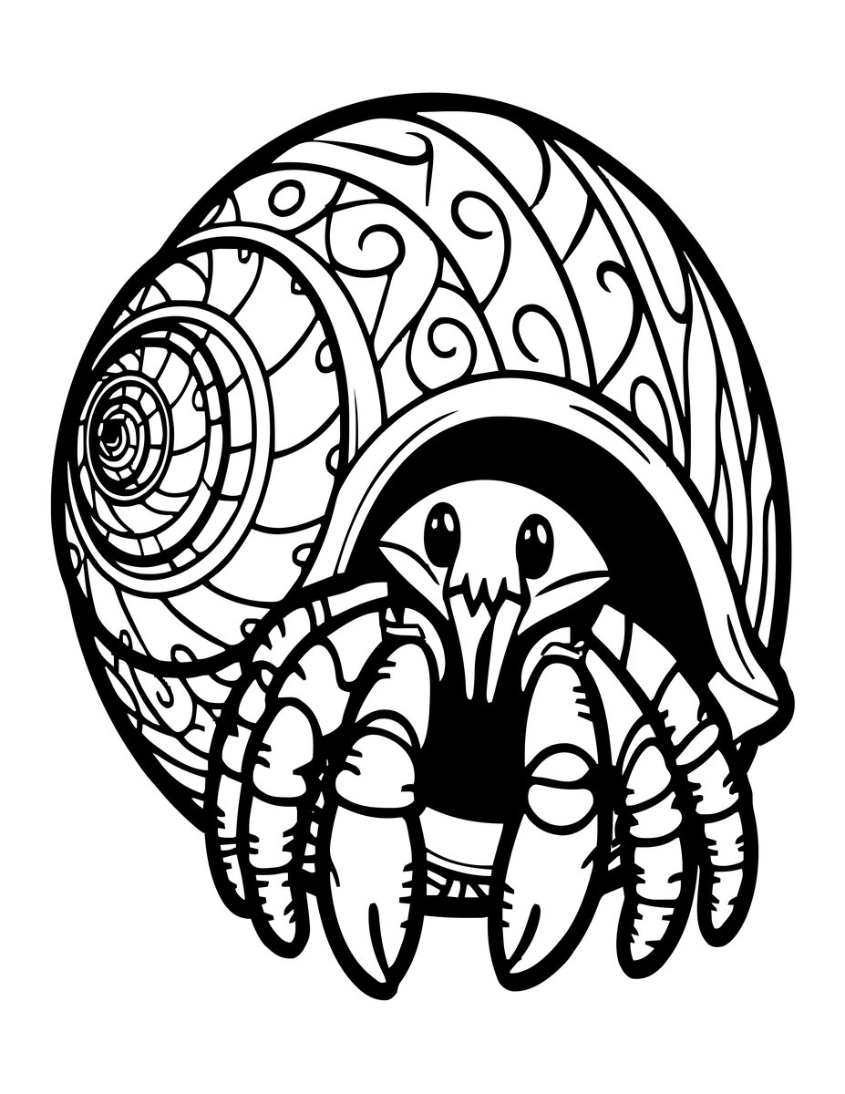 Shell Home - free printable coloring page