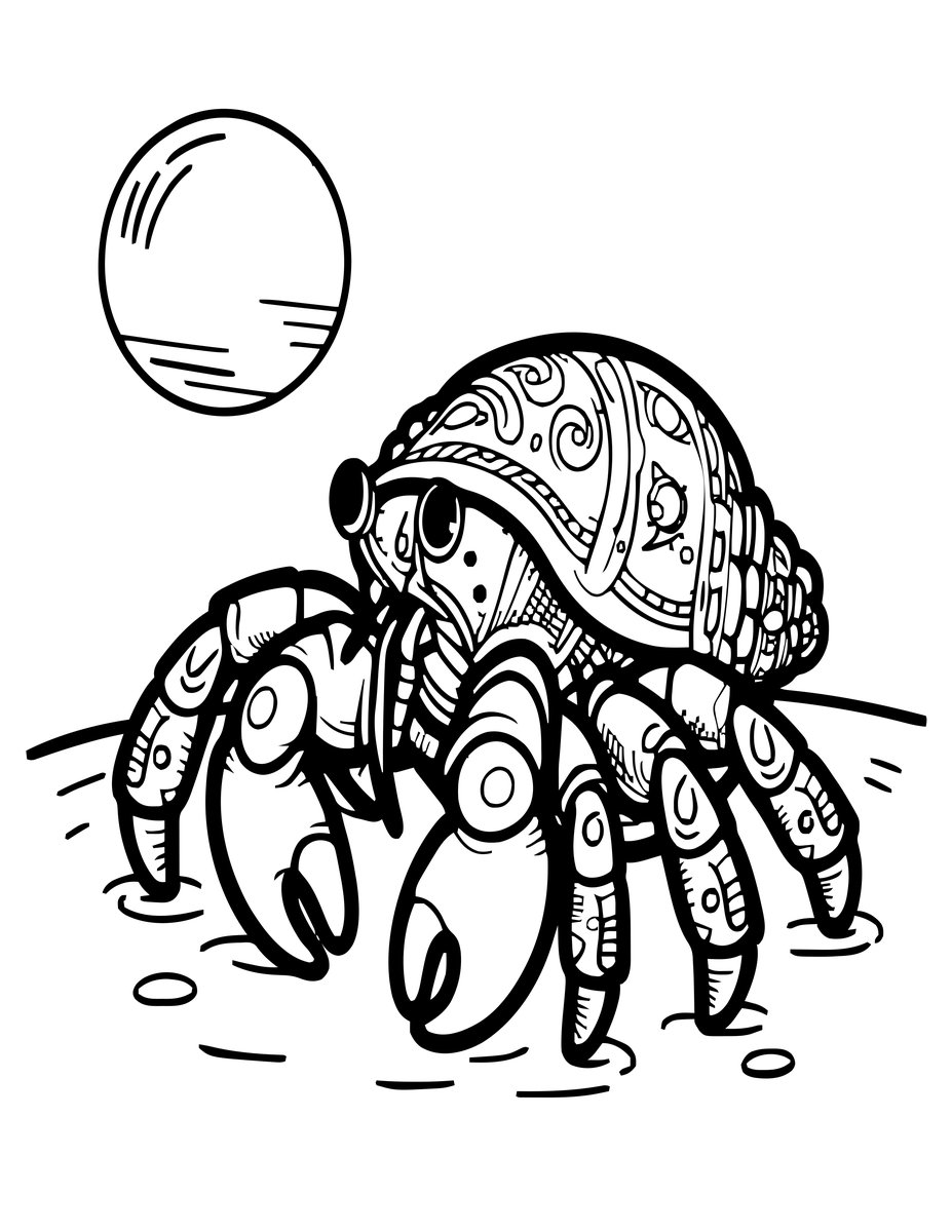 Hermit Crab at Night - free printable coloring page
