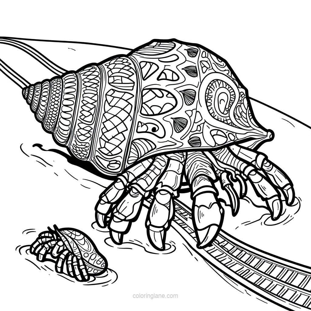 Tiny Hermit Crab - free printable coloring page