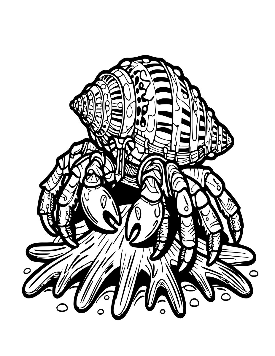 Striped Hermit Crab - free printable coloring page