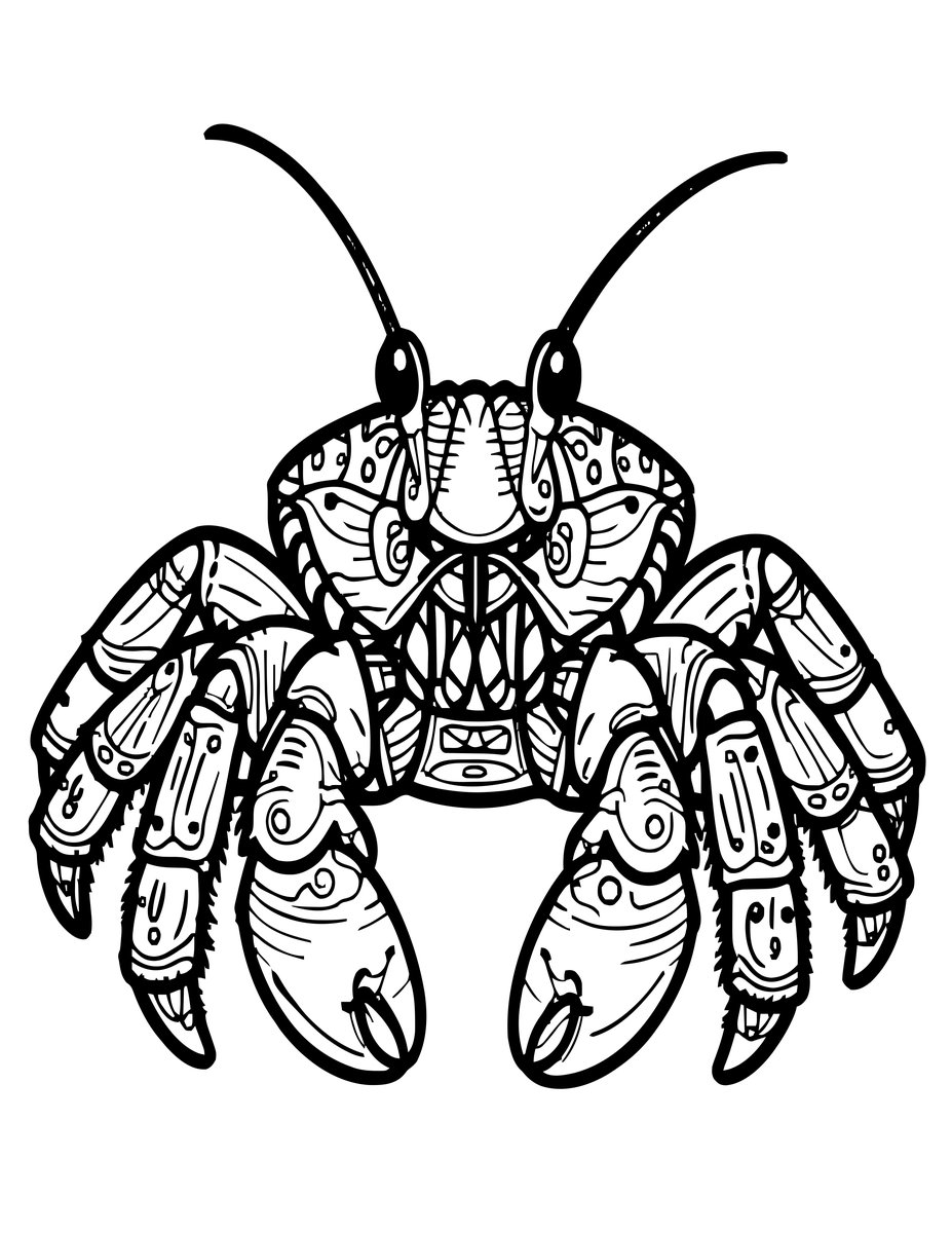 Hermit Crab Portrait - free printable coloring page