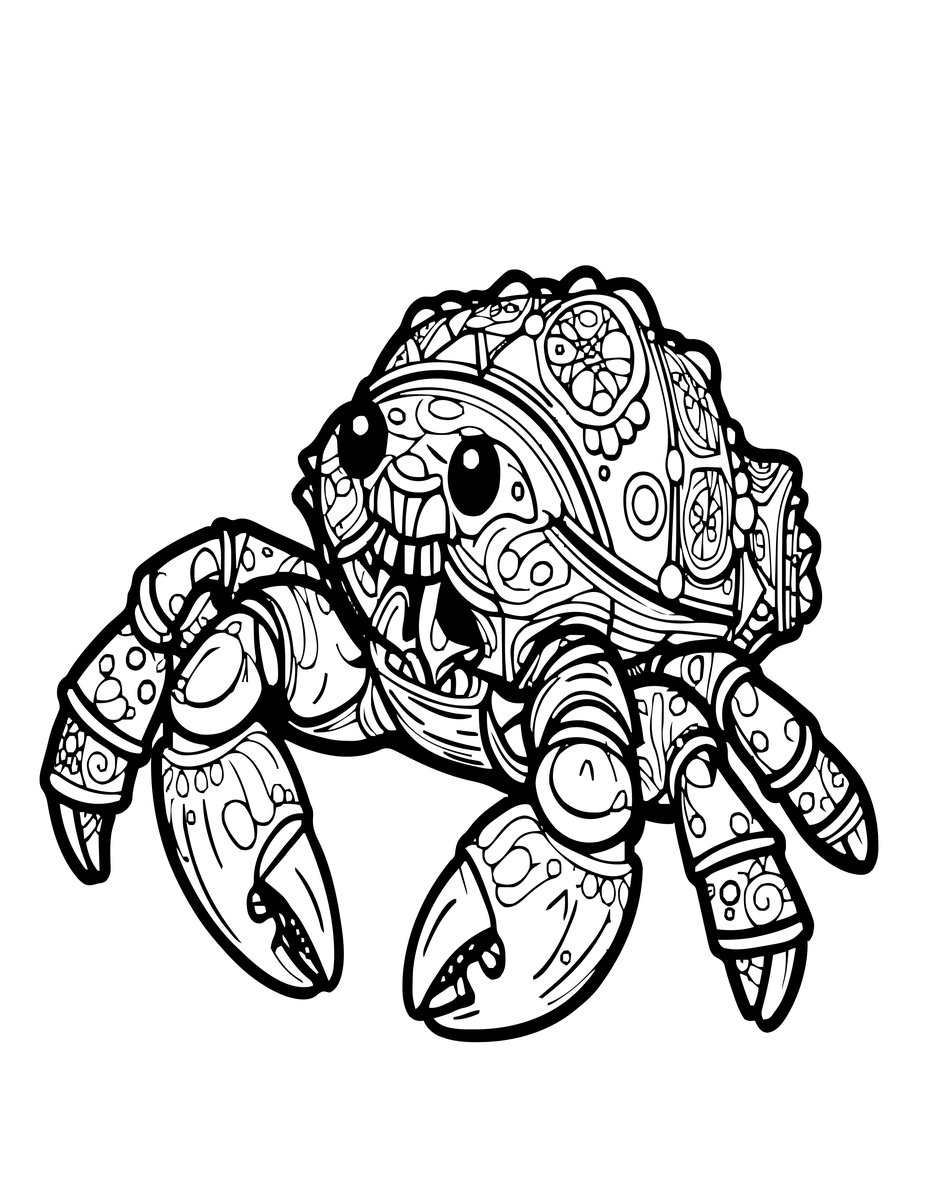 Hermit Crab Feeding - free printable coloring page