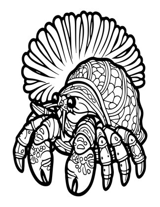 Hermit Crab and Anemone - Free printable coloring page