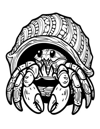 Hermit Crab Withdrawn - Free printable coloring page