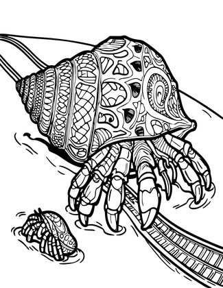 Hermit Crab Trail - Free printable coloring page