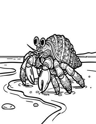 Beach Hermit Crab - Free printable coloring page