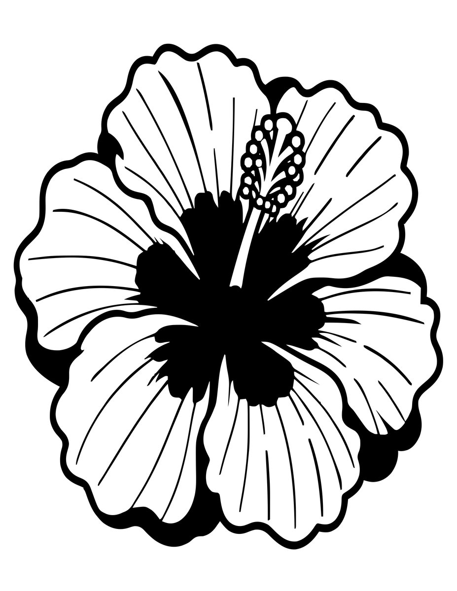Red Hibiscus - free printable coloring page