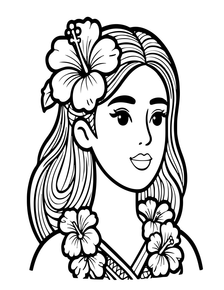 Hibiscus Hair - free printable coloring page