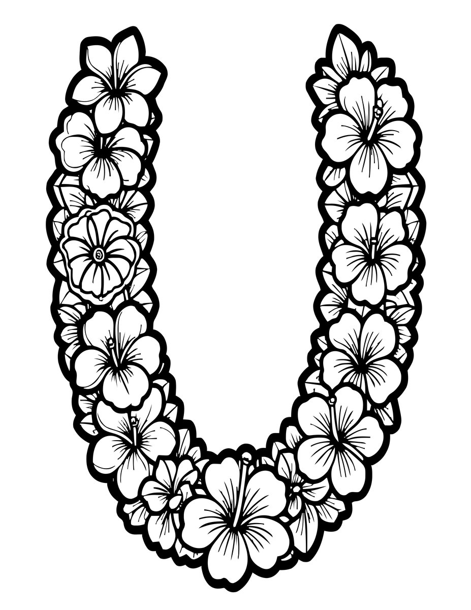 Hawaiian Lei - free printable coloring page