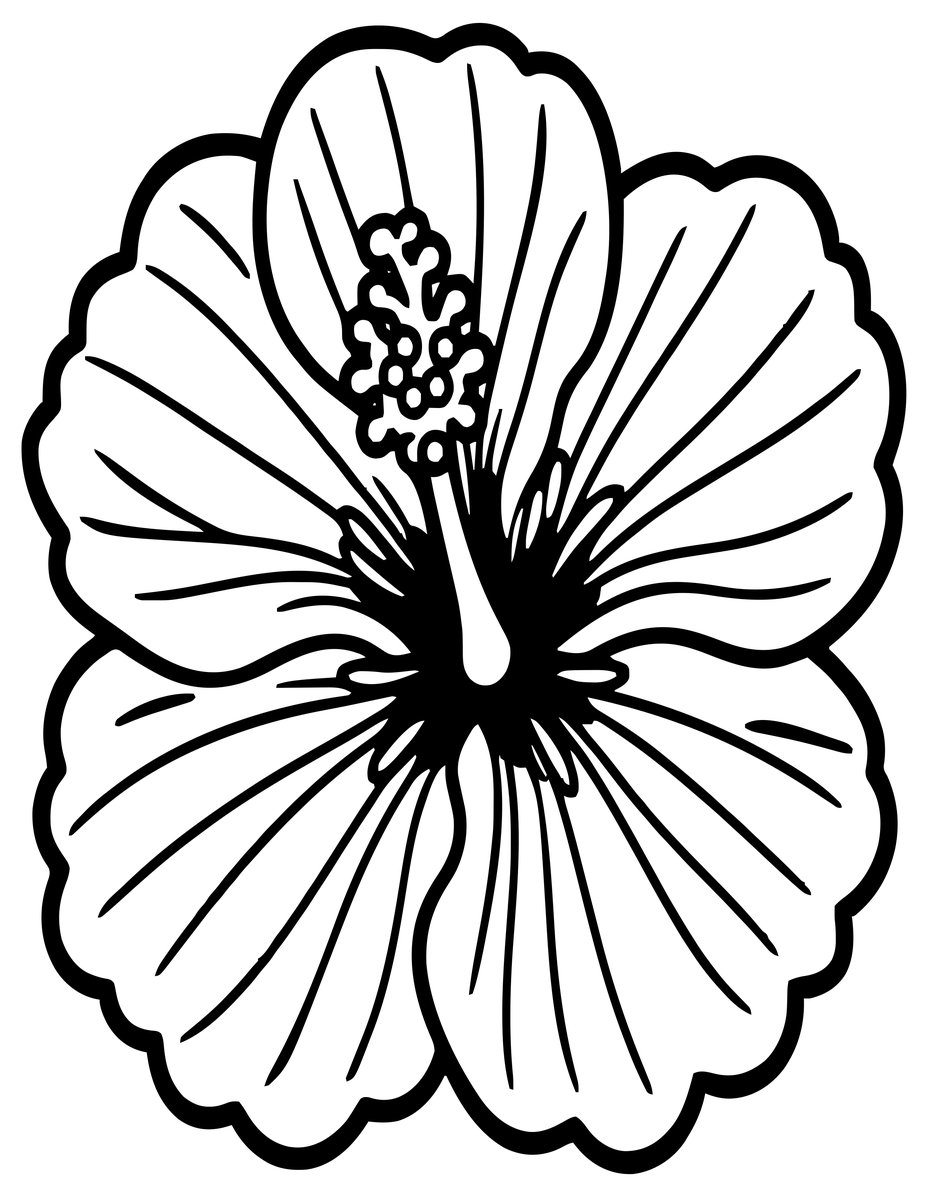 Hibiscus Close Center - free printable coloring page