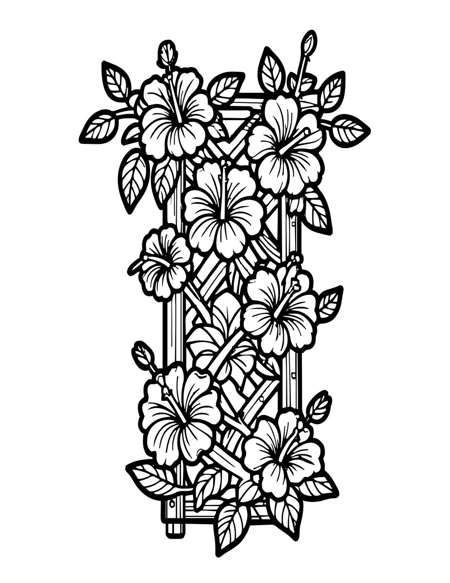 Hibiscus Vine - free printable coloring page