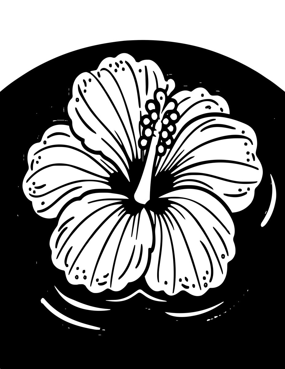 Hibiscus in Water - free printable coloring page