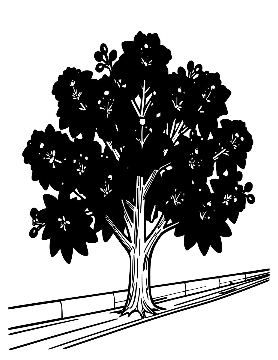 Flamboyant Tree - free printable coloring page