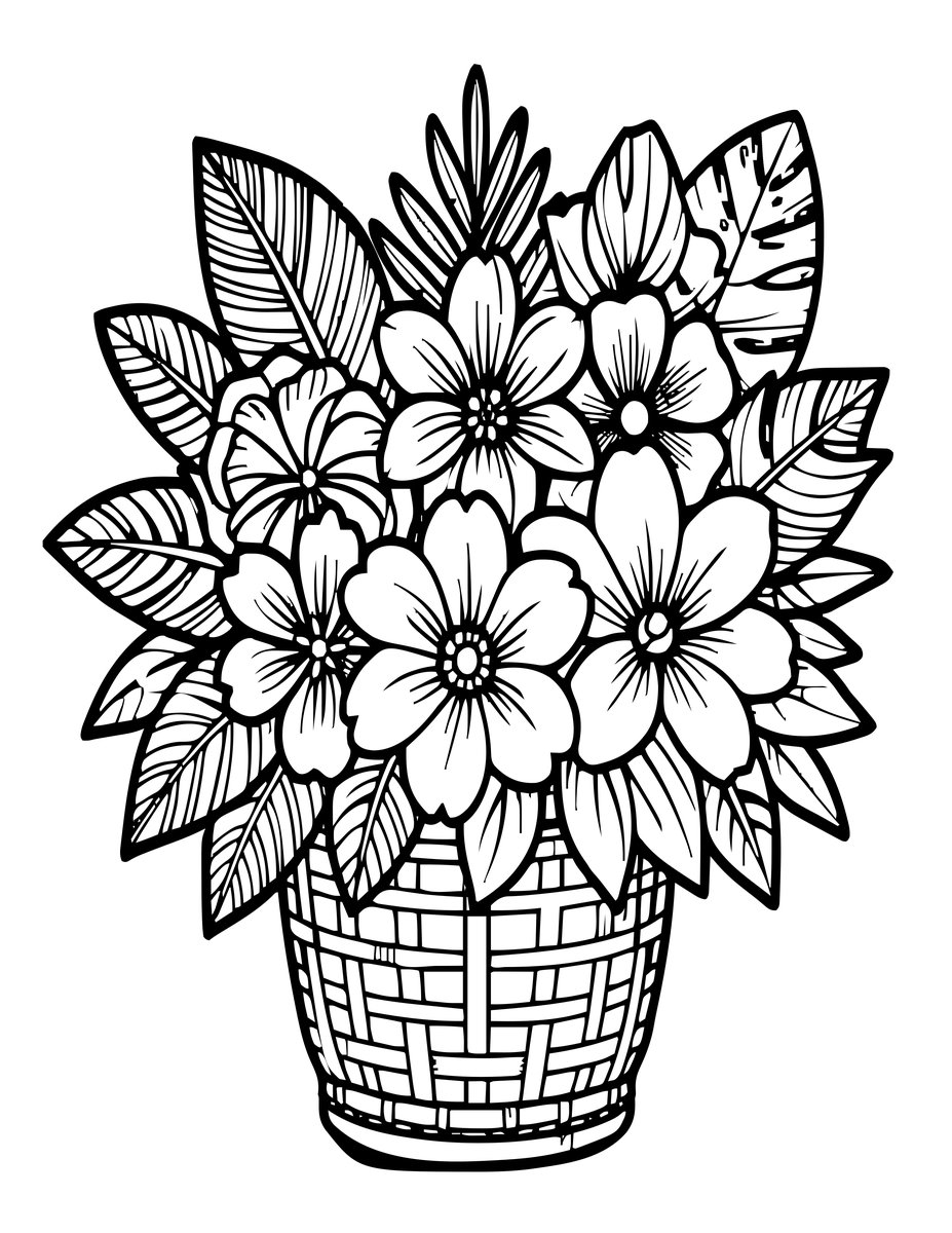 Tropical Bouquet - free printable coloring page