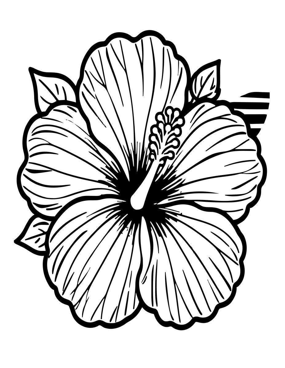 Hibiscus at Dusk - free printable coloring page