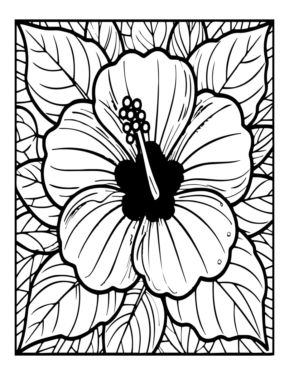 Yellow Hibiscus - free printable coloring page