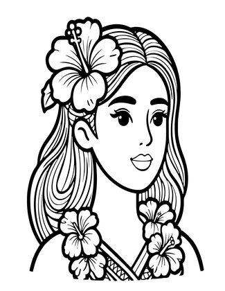 Hibiscus Hair - Free printable coloring page