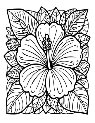 Blue Hibiscus - Free printable coloring page