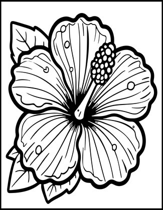 Hibiscus at Sunrise - Free printable coloring page