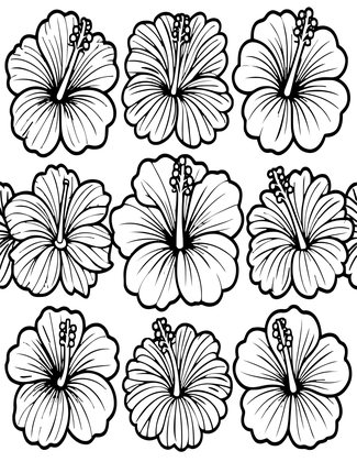 Hibiscus Pattern - Free printable coloring page