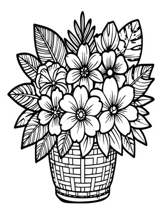 Tropical Bouquet - Free printable coloring page