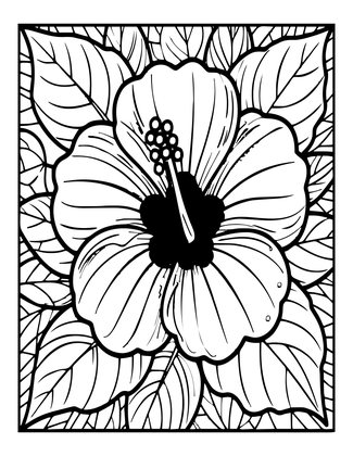 Yellow Hibiscus - Free printable coloring page