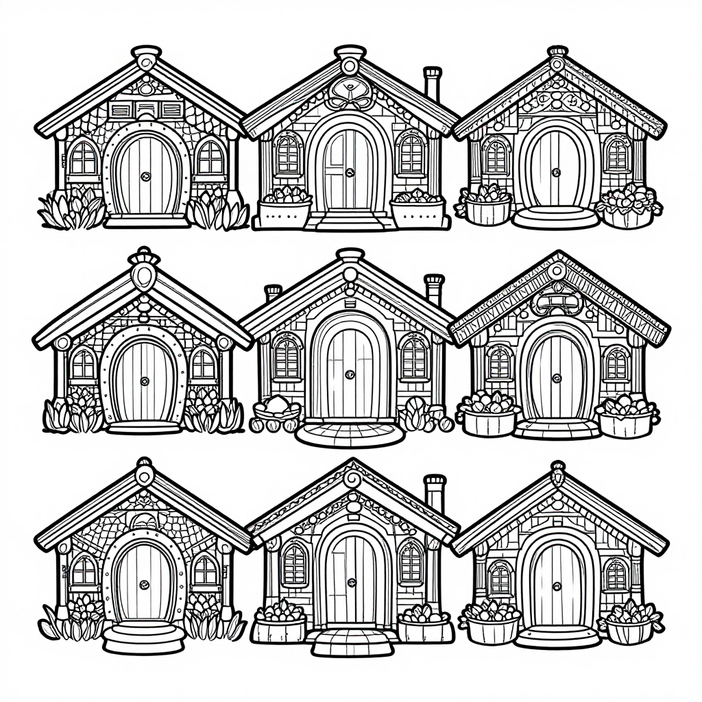 Hobbit Homes coloring pages collection - 30 free printable pages