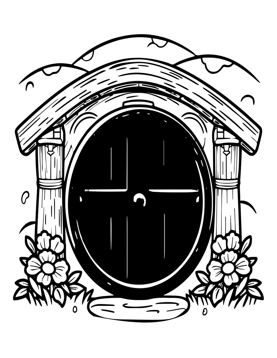 Round Door - free printable coloring page