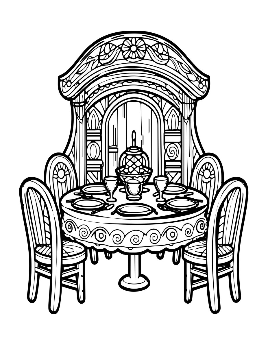 Dining Room - free printable coloring page