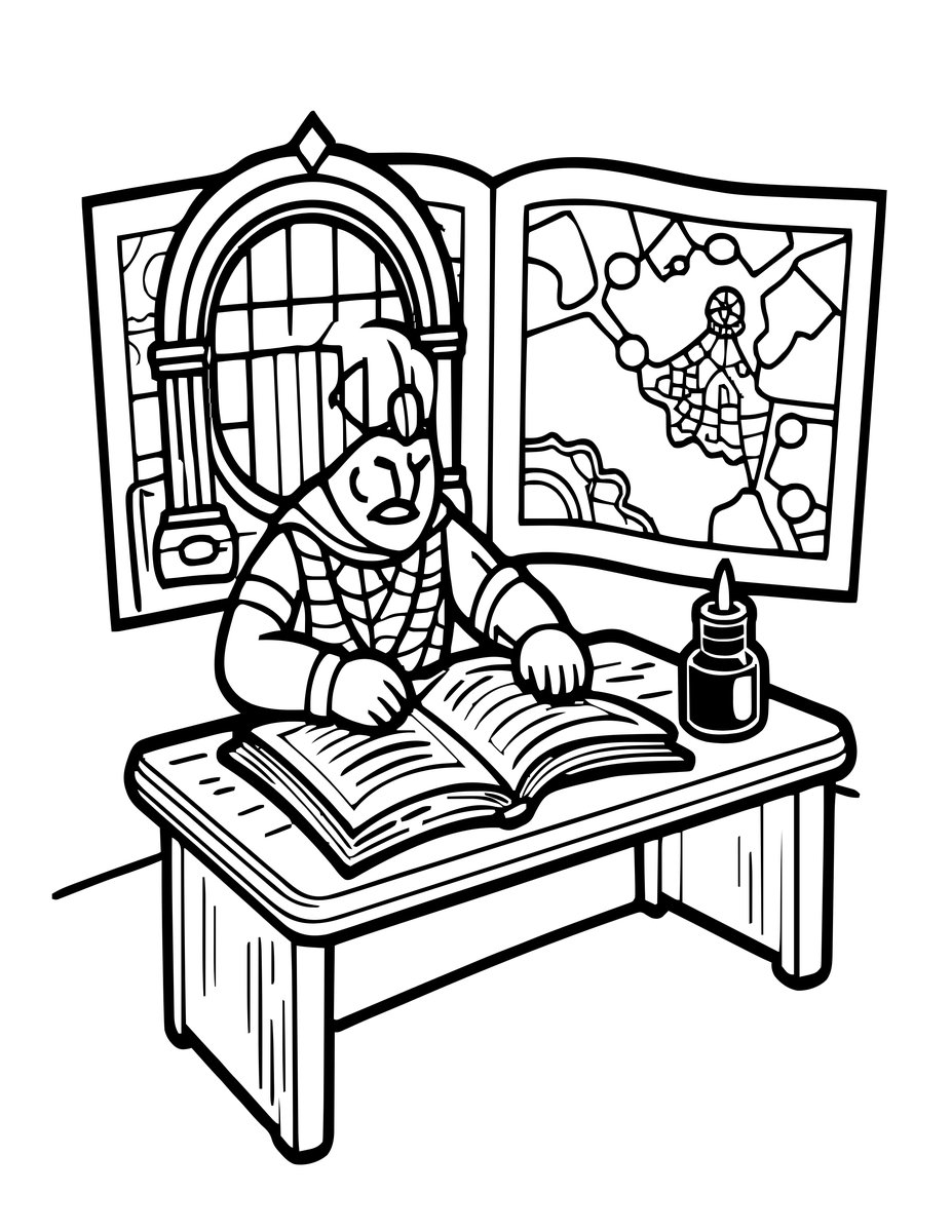 Study Room - free printable coloring page