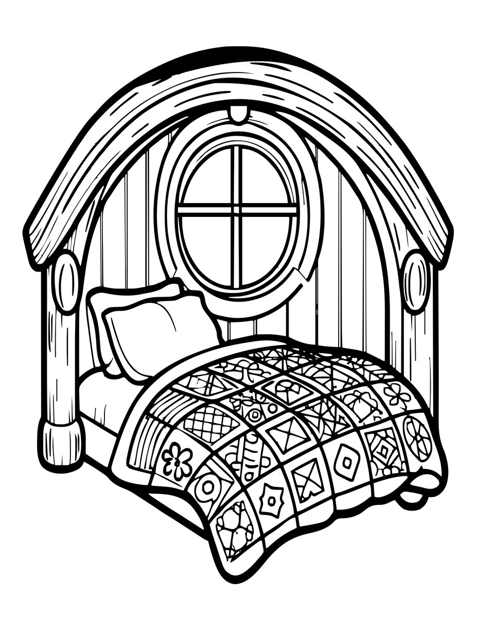 Bedroom - free printable coloring page