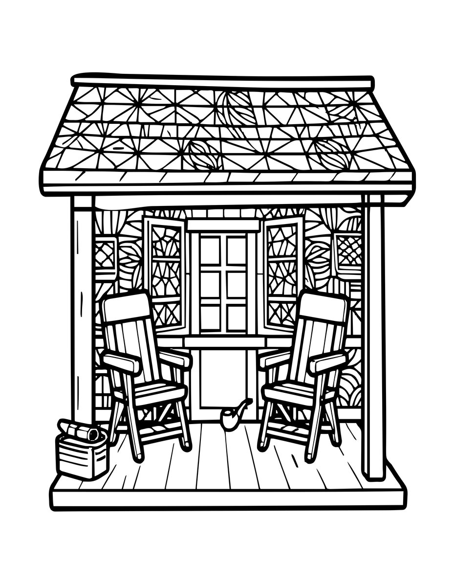 Smoking Porch - free printable coloring page