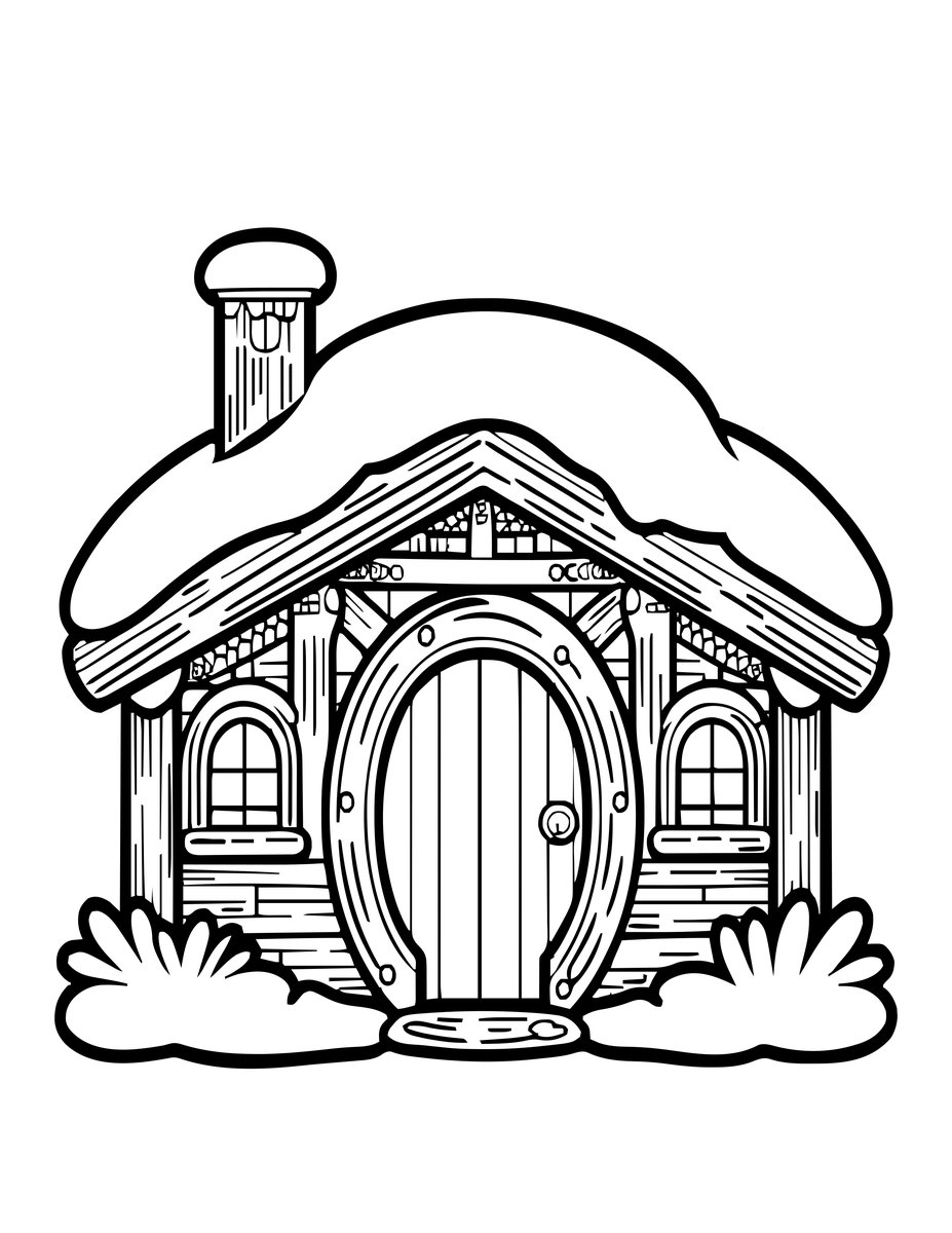 Winter Scene - free printable coloring page
