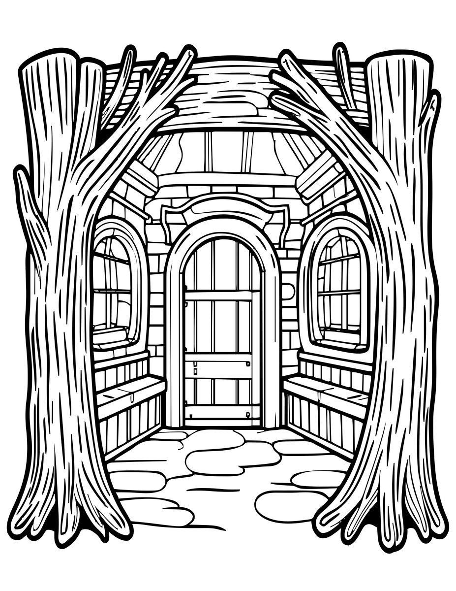 Tree Root Walls - free printable coloring page