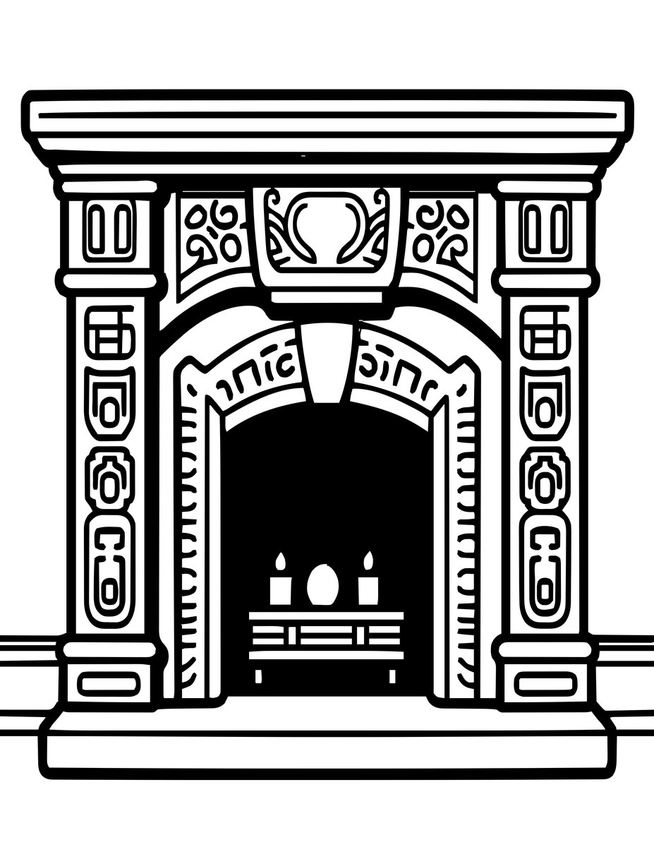 Stone Fireplace - free printable coloring page