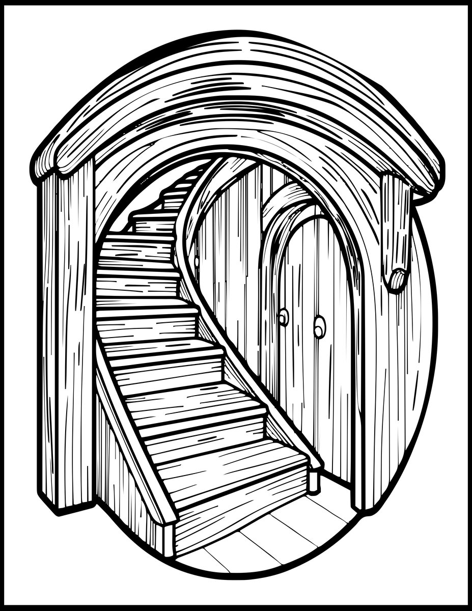 Spiral Staircase - free printable coloring page